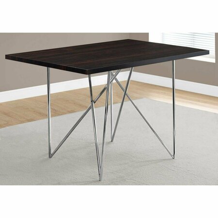 HOMEROOTS 30 in. Cappuccino Particle Board MDF Hollow Core & Chrome Metal Dining Table 332580